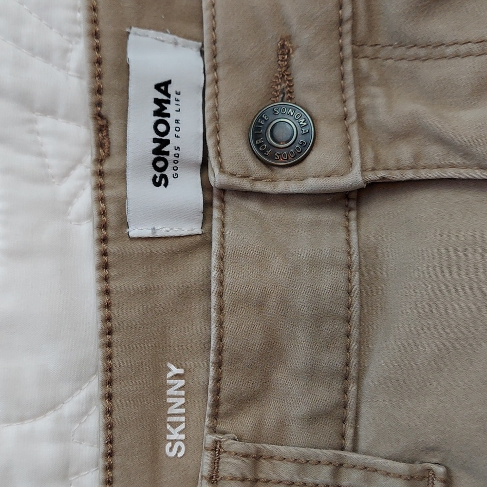 - Sonoma Women's Mid Rise Tan Skinny Stretchy Jegging Pants, Size 14, Like New - Picture 4 of 9